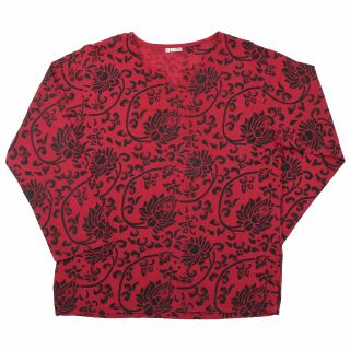Shirt - Blouse - Dress shirt - Summer shirt - Tunic - Lotus flower pattern red