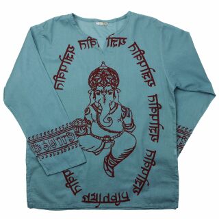 Hemd - Bluse - Oberhemd - Sommerhemd - Tunika - Ganesha blau