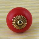 Pomello in ceramica shabby chic rotondo - monocolore - rosso