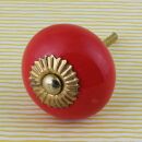 Pomello in ceramica shabby chic rotondo - monocolore - rosso