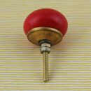 Pomello in ceramica shabby chic rotondo - monocolore - rosso