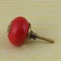 Pomello in ceramica shabby chic rotondo - monocolore - rosso