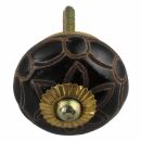 Ceramic door knob shabby chic - Flower Pattern - brown