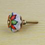 Ceramic door knob shabby chic Rosette small - Flower - green-orange