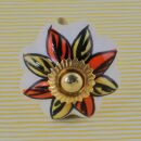 Ceramic door knob shabby chic Rosette small - Flower - orange-yellow