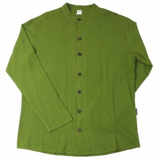 Mens Shirt - Dress Shirt - Stand-up Collar - Mandarin Collar - olive green