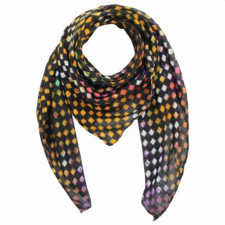 Pañuelo de algodón - A cuadros 1 batik negro - multicolor - Pañuelo cuadrado para el cuello