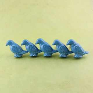 Set 19 - 5x Möbelknauf - Vogel - blau