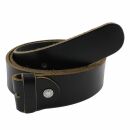 Leather belt - Buckle free belt - black smooth - 4 cm