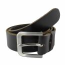 Leather belt - belt with buckle - black smooth - 4 cm