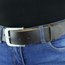 Leather belt - Buckle free belt - Belt - brown - antique look - 4 cm
