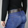 Leather belt - Buckle free belt - Belt - brown - antique look - 4 cm