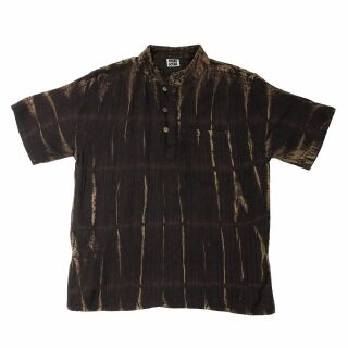 Camisa de hombre - Camisa de vestir - Cuello alto - Cuello mandarín - Manga corta - marrón - mirada agrietada