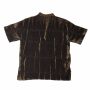 Mens Shirt - Dress Shirt - Stand-up Collar - Mandarin Collar - Short Sleeve - brown - cracked look