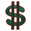 Aufnäher - Dollar - Zeichen - grün rot - Patch