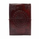 Leather notebook big - reddish brown - sketchbook - diary - with stone - Mandala 03
