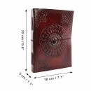 Libreta de cuero grande - marrón rojizo - cuaderno de bocetos - diario - con piedra - Mandala 03