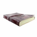Notizbuch aus Leder groß - rotbraun - Skizzenbuch - Tagebuch - mit Stein - Mandala 03
