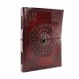 Leather notebook big - reddish brown - sketchbook - diary - with stone - Mandala 03