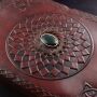 Leather notebook big - reddish brown - sketchbook - diary - with stone - Mandala 03
