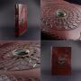 Leather notebook big - reddish brown - sketchbook - diary - with stone - Mandala 03