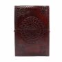 Leather notebook big - reddish brown - sketchbook - diary - with stone - Mandala 03