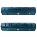 Incense stick holder - Incense box - wood - blue -...