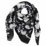 Cotton scarf - gothic skulls - skull - black-white - squared kerchief