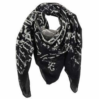 Sciarpa di cotone - pipistrello pentagramma gotico - nero-bianco - foulard quadrato