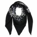 Cotton scarf - gothic pentagram billy goat - black-white...