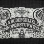 Cotton scarf - gothic Ouija 02 - spiritboard - black-white - squared kerchief