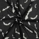 Cotton scarf - gothic bats - black-white - square cloth