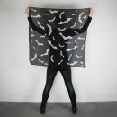 Cotton scarf - gothic bats - black-white - square cloth