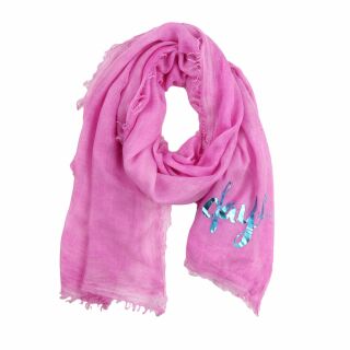 Schal - Sommerschal - Aufschrift - mit Fransen - 90x190 cm - rosa - Halstuch