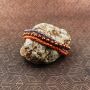 Bundled bracelet - arm jewelry - tribal macrame - brass bell beads