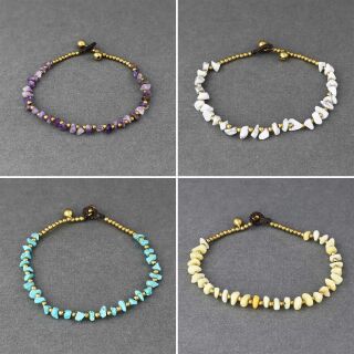Ankle chain - leg jewelry - brass bell gemstones