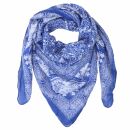 Cotton Scarf - Elephant - blue white - squared kerchief