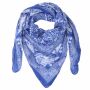 Cotton Scarf - Elephant - blue white - squared kerchief