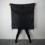 Foulard tessuto finemente e densamente - nero - con frange - sciarpa di cotone leggera quadrata