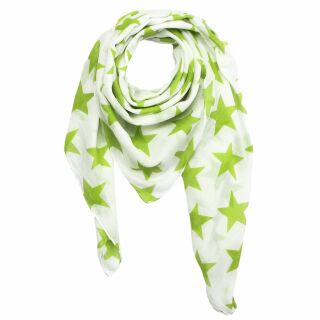 Baumwolltuch - Sterne 8 cm weiß - grün-hell hellgrün - quadratisches Tuch