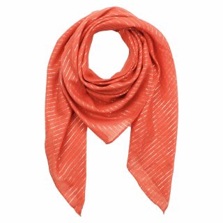 Cotton Scarf - red-blood orange Lurex silver - squared kerchief