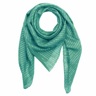 Sciarpa di cotone - verde - verde scuro lurex argento - foulard quadrato