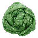Panuelo de algodón - hierba-verde Lúrex plata - Panuelo cuadrado para el cuello