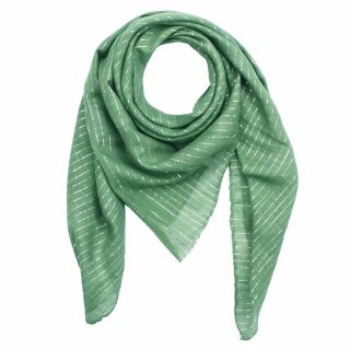 Cotton Scarf - green Lurex silver - squared kerchief