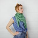 Cotton Scarf - green Lurex silver - squared kerchief