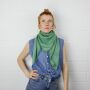 Cotton Scarf - green Lurex silver - squared kerchief