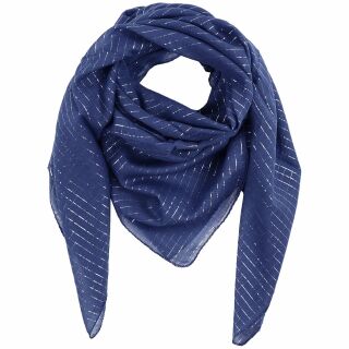 Cotton Scarf - blue - dark blue Lurex silver - squared kerchief