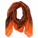 Cotton Scarf - Elephant - orange - blue-black - squared kerchief