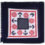 Sciarpa a bandana - rigato - ornamenti marittimi - blu-rosso-bianco - fazzoletto quadrato