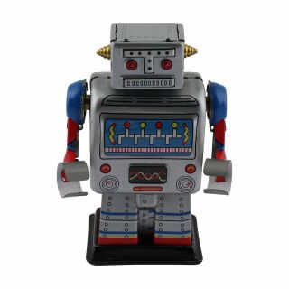 Robot - Robot de hojalata - robot pequeño - azul plateado - Juguete de lata